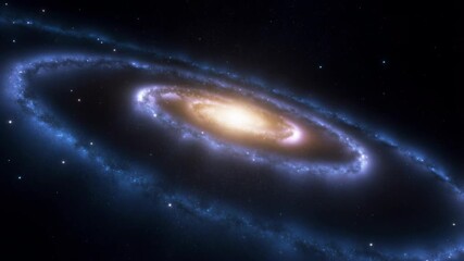 Wall Mural - glowing spiral galaxy rotating slowly in deep space