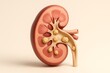 © Maryia - 3D render of human kidney with cutaway view showing renal pelvis. Multiple yellow-white crystalline kidney stones are clearly visible in calyces and pelvis, detailed anatomical realism of urolithiasis