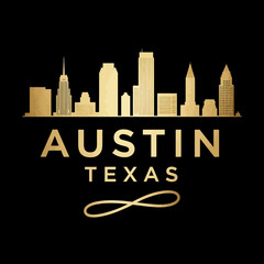Wall Mural - Golden Austin Skyline at Night, Texas Cityscape in Elegant Gold