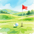 © NguyenThi - Golf Ball Hole-In-One on Lush Green Course
