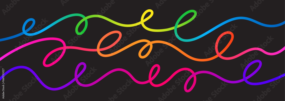 Colour Line Vector Abstract Color Lines Pattern. Wave Shape Gradient Continuous Line on ...