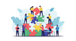 © Ali - Creative team assembling a complex puzzle together showing collaboration and shared effort to achieve a common goal