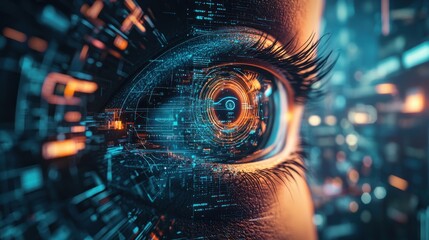 A Human Eye with a Digital Interface Overlay