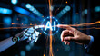 © SheikhMuhammad - Robotic hand and human hand touch creating connection in futuristic ai technology concept
