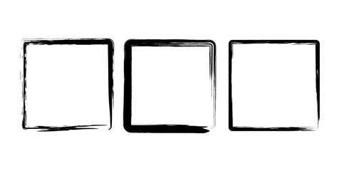 Wall Mural - Set of rough square frames. Geometric form. Vector illustration. Isolated. Trendy grunge design element for border frame, logo, tattoo, prints, web pages, social media, template, monochrome pattern