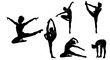 © Muflif - A collection of silhouette figures demonstrating various gymnastic and dance poses against a white background.