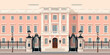 © rfofficial - Majestic pink palace facade with classical columns, white trim, and ornate black gates.