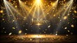 © msdvect - Jubilee celebration with golden confetti and spotlights