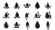 © Muflif - Dynamic black liquid drop icons representing oil, water, or other essential fluid concepts