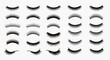 © Muflif - Collection of various styles of artificial eyelashes, presented with different shapes and textures, isolated on a white background.