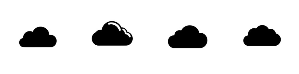 Wall Mural - Cloud silhouettes against a white background in a minimalistic design representing different shapes and sizes