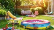 © Almaz - 'Sunny Splash: Vibrant Kids Pool in Summer Garden'