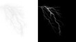© Ekaterina - Lightning, electric, bolt, background, effect PNG. Isolated thunder flash PNG on dark transparent Overlay. High quality storm power energy strike for dramatic design.