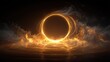 © bani - Fiery, glowing ring portal on a smoky, reflective surface