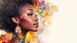 © mashimara - A stunning profile portrait of an African woman, artfully enhanced with colorful watercolor.