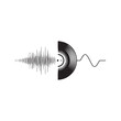 © Journey - Vinyl record sound wave icon. Abstract music concept, audio waveform graphic. Minimalist black and white vector illustration.