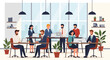 © STOCKHUB - Diverse business professionals working collaboratively in a bright, modern open-plan office. Emphasizes teamwork, productivity, and a contemporary workspace.