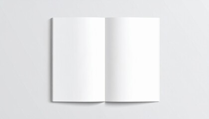 realistic top-down view of a blank open bifold brochure or booklet, a minimalist mockup template for