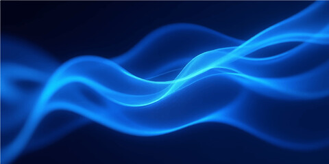 Wall Mural - Abstract flowing blue and purple smoke waves in motion on a black background