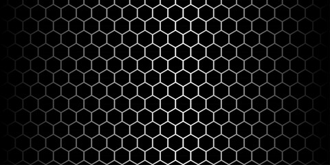 seamless carbon fiber metal mesh pattern with black textured hexagon holes. hexagonal netting. honey