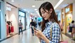 © junet - Young Woman Using Phone While Shopping