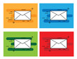 © Eugen - Delivering Message or Letter with Envelope Line Art Different Colors. Postal services and email or SMS communication vector art