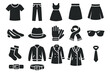 © Iryna - Clothing icons set: shirts, pants, dresses, accessories, outerwear