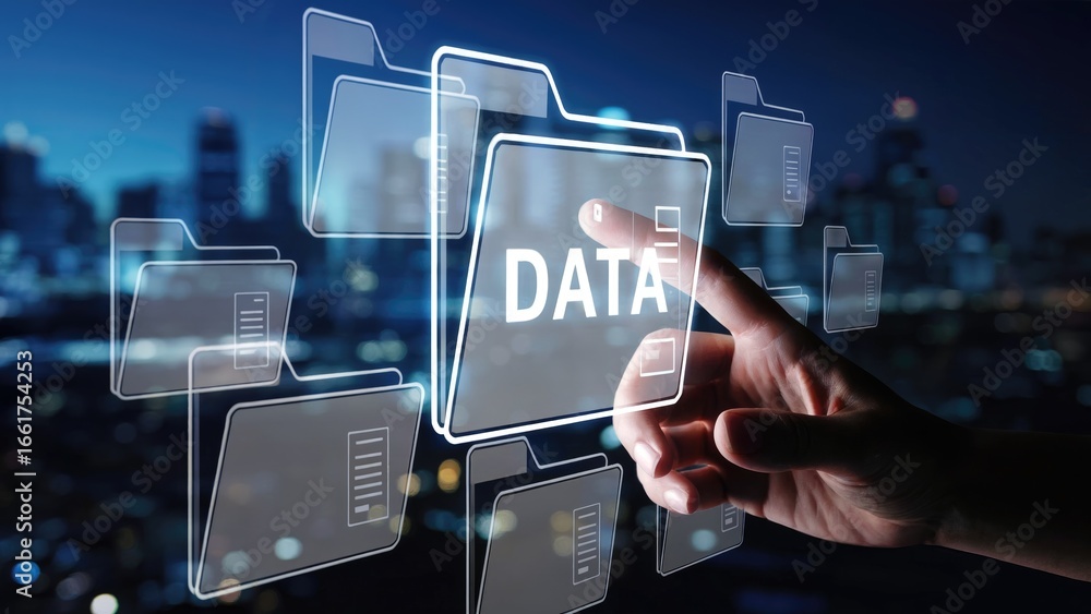 Accessing digital data files on futuristic touchscreen interface with ...