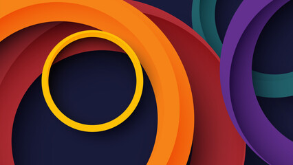 Wall Mural - Abstract colorful background with rainbow circles and swirl design