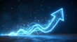 © Graphic - A vibrant blue-cyan glowing arrow shoots upwards, leaving a sparkling, wavy trail on a dark, textured surface, symbolizing progress
