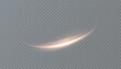 © MAKSYM - Golden light trail with glowing curved stream and sparkling light flare isolated vector light effect on transparent background.