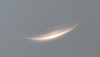 Canvas Print - golden light trail with glowing curved stream and sparkling light flare isolated vector light effect