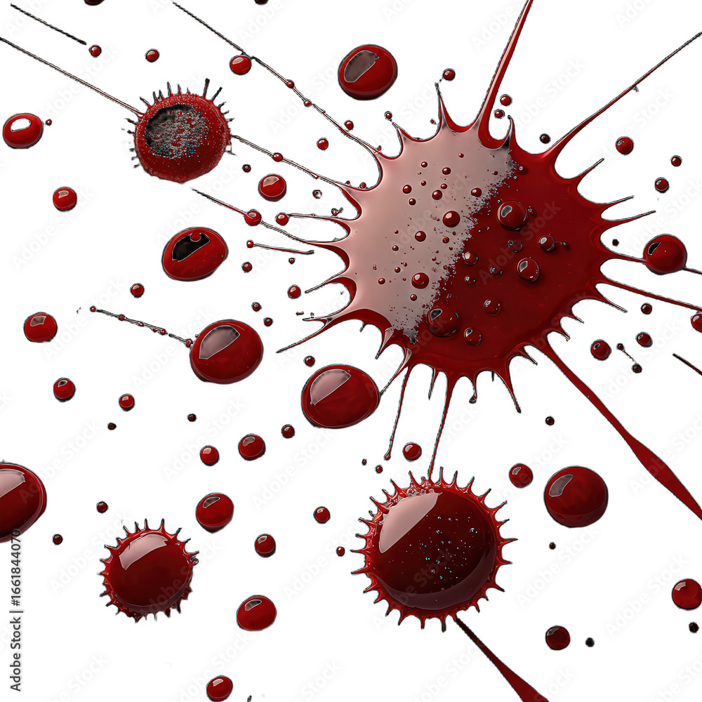 Blood splatter effect on transparent background PNG, realistic red ...