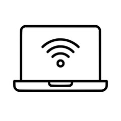 A sleek vector icon of a laptop with Wi-Fi signals