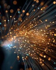 Canvas Print - fiber optics flow: a mesmerizing digital representation of light coursing through fiber optic cables