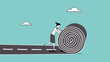 © LEAKAT - create a new career path for business success, start new opportunity to achieve target or goals, businesswoman making a road from asphalt carpet concept illustration