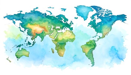 Naklejka na meble Watercolor world map
