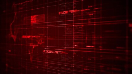 Dark red grid with code fragments