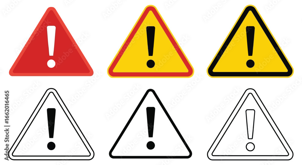 Set of warning signs triangle exclamation mark symbols safety alert ...
