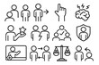 © Olha - Social Learning Icons. Line style icons of social learning theory: observational learner, modeling icon, imitation gesture, mirror