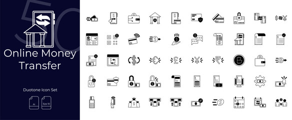 Online Money Transfer Duotone editable icon set