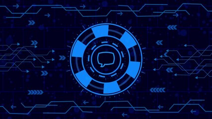 Wall Mural -  abstract  message icon   animation video,Futuristic technology background with glowing chat icon, digital communication concept, abstract network connection, modern design