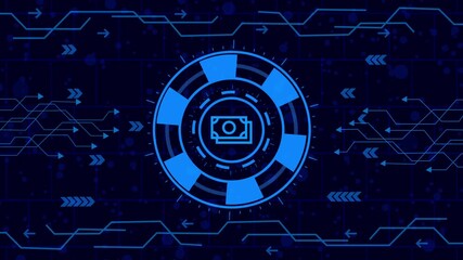Wall Mural - Abstract technology background with glowing circuit board and digital elements, representing innovation, connectivity, and futuristic concepts in a modern design