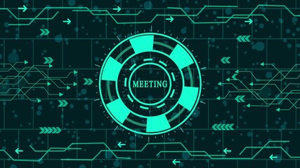 Animated hud interface with the word meeting in the center futuristic interface concept for meeting and technology digital animation