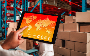 warehouse management innovative software in computer for real time monitoring of goods package deliv