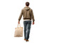 © HavingFunShop - Young man walking away with tote bag, transparent isolated cutout