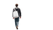 © HavingFunShop - Young man walking away with tote bag, transparent isolated cutout