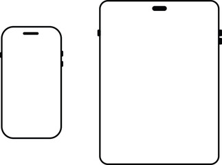 Wall Mural - tablet,phone,device A digital vector illustration of a blank smartphone and tablet outline side by side minimal modern flat style isolated template concept for app presentation mockup graphics