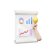 © simohamed - 3d checklist with light bulb, charts, graph analysis business financial data isolated. business strategy, evaluate the performance, idea tip, 3d render illustration