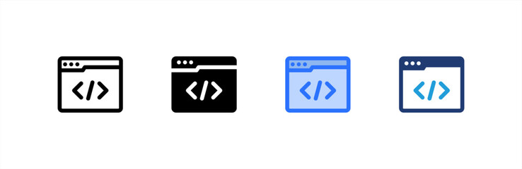 Web Coding icon set multiple style collection. Vector illustration.